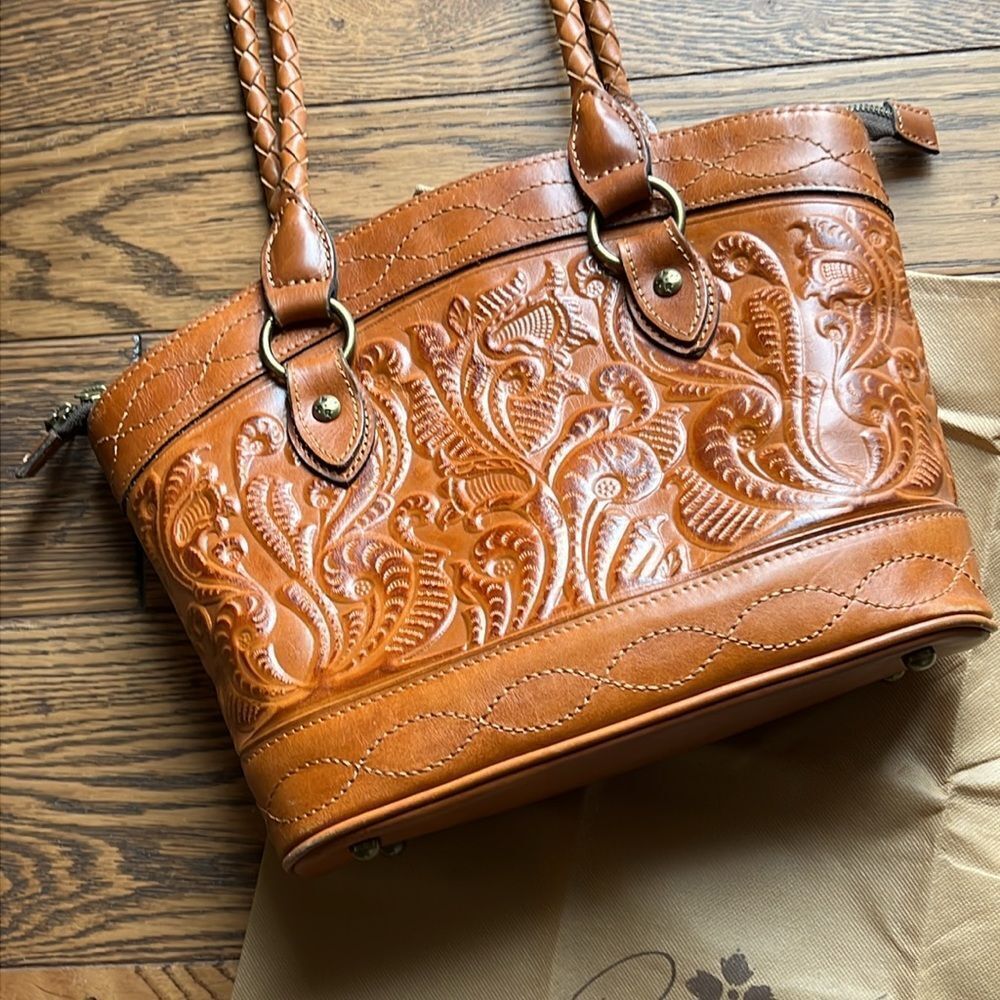 Patricia Nash Zorita Leather Tooled Shoulder Bag Western Boho A27 - Picture 2 of 13